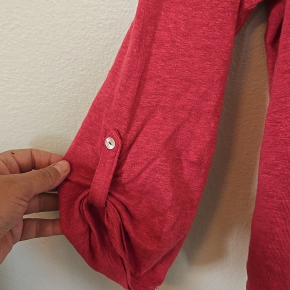 Adrienne Vittadini Red Linen 3/4 Sleeve Top Size Large - Picture 4 of 7